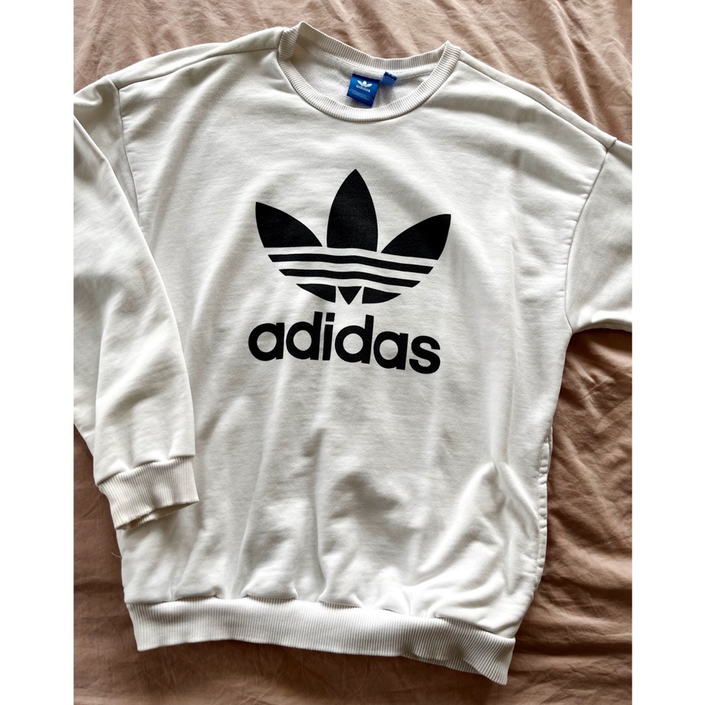 Adidas White Oversized Logo Pullover